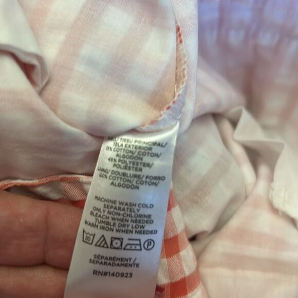 Loft pink white checkered tie waist ruffle shorts Size M New - Picture 9 of 9